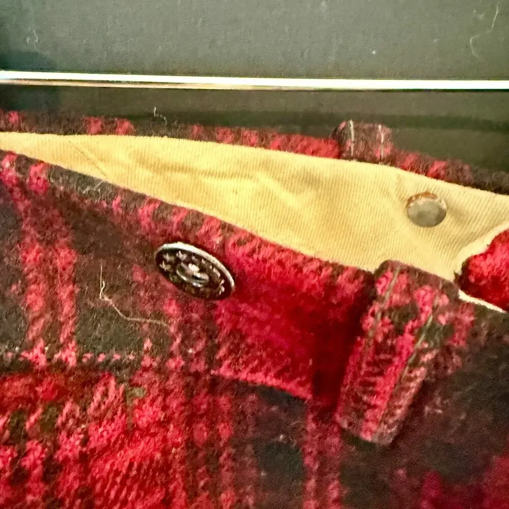 VTG 40/50s Woolrich Wool Hunting Pants Red Plaid Mackinaw Knickers Laced‎ 32x27